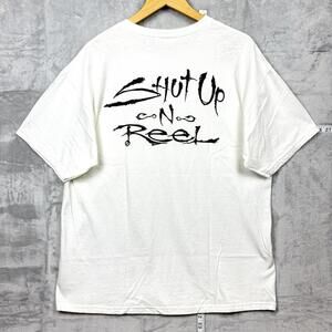 Salt Life “Shut Up N Reel” Graphic Pocket T-Shirt Men’s XL White Fishing Tee Y2K